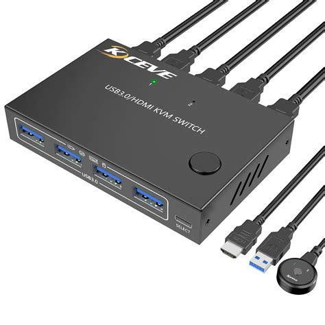 KCEVE KVM Switch 2 Ports, HDMI USB 3.0 KVM Switcher Box 